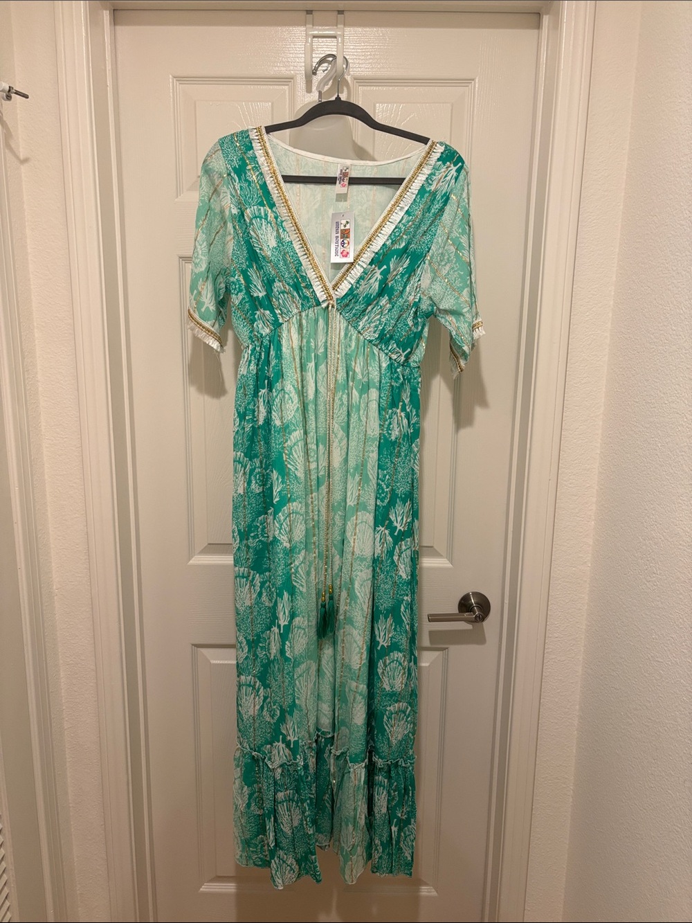 India Boutique Seafoam & Teal Shell Maxi Dress